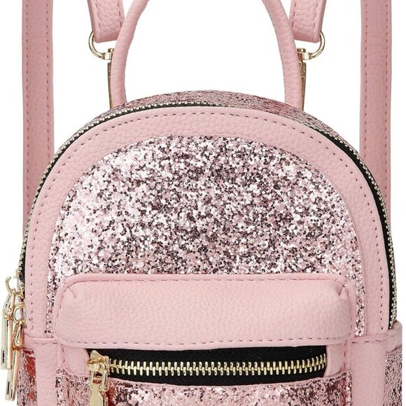 Women Girl Bling Mini PU Leather Backpack Convertible Crossbody Purse main image 5